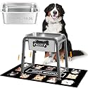 2.8 Gallon Elevated Dog Water Bowl, ADENGL Height Adjustable (10.4–15.2'') Raised Stainless Steel Bowl with Spill-Proof Mat & Sturdy Metal Stand, Tip-Proof, Easy to Clean, Indoor & Outdoor Use