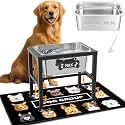 2.8 Gallon Elevated Large Dog Water Bowl, ADENGL 4-Height Adjustable (9.4–14.2'') Raised Stainless Steel Bowl, Dog Bowls Elevated with Spill-Proof Mat &amp; Sturdy Metal Stand for Indoor/Outdoor Use