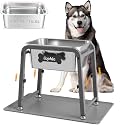 2.8 Gallon Elevated Large Dog Water Bowl with Mat, 4 Height Adjustable 10.4-15.2", Raised Dog Water Bowl Stand for Large Breed