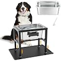2.8 Gallon Elevated Large Dog Water Bowl with Spill-Proof Mat, 4-Height Adjustable (9.4–14.2'') Raised Dog Water Bowl Stand with Stainless Steel Bowls for Indoor/Outdoor Use