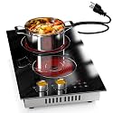 2 Bruner Electric Cooktop, Plug in Electric Cooktop 110v, 12 Inch Kitchen Electrics Stove Countertop & Built-In, Knob and Touch Control, 9 Power Levels, 2000w, Safety Lock, Pause, Timer, Karienvir
