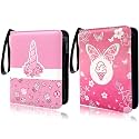 2 Pink Card Binder, 900 Pocket Trading Card Binder with Zipper, Removable Sleeves Card Album for TCG Cards, Cute Card Binder for Girls