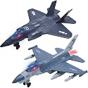 2 Diecast Fighter Jet Toys with Lights & Sounds, Pull Back Airplanes Toy