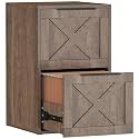 2 Drawer Filing Cabinet for Home Office, Modern Farmhouse File Cabinets with Hanging Rail for A4/Letter Files,Small Under Desk Storage Cabinet, Printer Stand, Brown