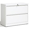 2 Drawer Lateral File Cabinet with Lock White Filing Cabinet