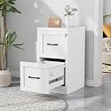 2-Drawer Metal File Cabinet with Lock, Narrow Vertical, White