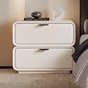 with 2 Drawers Cream Two-Tone Bedside Table Faux Leather and Solid Wood Frame Storage Cabinet End for Bedroom Living Room or Office(Beige,15.7x15.7x18.9in)