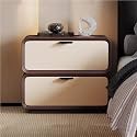 with 2 Drawers Cream Two-Tone Bedside Table Faux Leather and Solid Wood Frame Storage Cabinet End for Bedroom Living Room or Office(Coffee,15.7x15.7x18.9in)