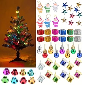 2 feet christmas tree with 50 hanging mini ornaments xmas garlands tree decoration christmas decorations items for home indoor outdoor christmas gifts 2 feet