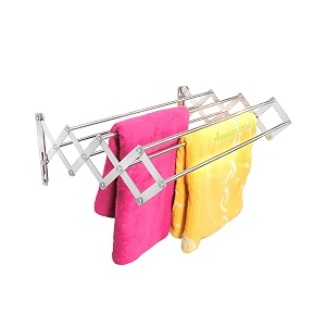 2 feet stainless steel cloth drying stand  wall-mounted amp foldable laundry dryer rack  7 pipes 24 inches  space-saving heavy-duty amp rust-resistant- durable