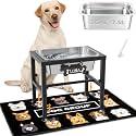2 Gallon Elevated Dog Water Bowl for Large Breeds, 4-Height Adjustable Raised Dog Bowl(9.4-14.2'') with Stainless Steel Bowls, Spill-Proof Mat &amp; Sturdy Metal Base for Indoor/Outdoor Use