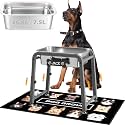 2 Gallon Elevated Dog Water Bowl, ADENGL Height Adjustable (10.4–15.2'') Raised Stainless Steel Bowl with Spill-Proof Mat &amp; Sturdy Metal Stand, Tip-Proof, Easy to Clean, Indoor &amp; Outdoor Use