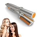 2 in1 Hair Curler Straighter Rotating Iron, Curling Iron Wand for Hair Curling and Straighting, Dry and Wet Styling Tool, Travel for Girls Women (Gold)
