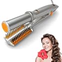 2 in1 Hair Curler Straighter Rotating Iron, Curling Iron Wand for Hair Curling and Straighting, Dry and Wet Styling Tool, Travel for Girls Women (Gold1)