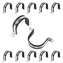 2 Inch Reinforced Rigid Pipe Strap, 2 Holes U Bracket Cable Clamp Hanger, Rubber Cushioned Insulated Clamp, Conduits Strap Clamps for Pipe Fixing on Various Surfaces, 10 PCS(50 mm)