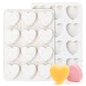 2 Inch Small Heart Shaped Silicone Molds for Chocolate, Candy, Cake, Soap (Set of 2, Cream)