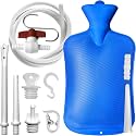 2 L Enema Bag Home Enema Kit with 3 Enema Tips,60 inch Long Silicone Hose, Controlable Water Flow Valve, Hot-Water Bottle for Colon Cleansing Enemas for Women/Men（Blue）