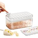 Homecloud 2 Layer Ice Cube Tray with Lid &amp; Bin, Square Ice Cubes Molds with Ice Scoop, One Tap Easy Release &amp; Save Space, BPA Free Ice Cube Storage Container 64 Ice Cubes (White)