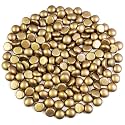2 LB Mini Gold Flat Marbles Shiny Metallic Vase Glass Gems Approx.340 Pcs