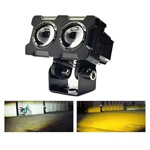2 led lens fog flashing light for motorcycles and bikes  whiteamber auxiliary spot lights projector light for all motorbikes cars scooty electric vehicles 45w pack of 1