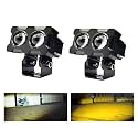 2 LED Lens Fog Flashing Light for Motorcycles and Bikes ? White/Amber Auxiliary Spot Lights Projector Light for All Motorbikes, Cars, Scooty, Electric Vehicles (45W, Pack of 2)