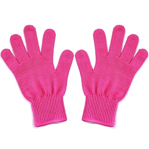 2 lessmon professional heat resistant gloves for hair styling heat blocking for curling flat iron and curling wand suitable for left and right hands pink
