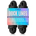2 Pack 1/2" x 25' Dock Lines, Improved Nylon Boat Ropes, Black