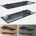 2-Pack 1.5x4ft Heavy Duty Garage Wall Shelving, 500 lbs Load Capacity, Garage Shelving Wall Mounted, Garage Storage Rack with Hooks, Black
