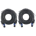 2 Pack Pro Speakon to Speakon Cable 100 Feet 12AWG 2 Conductor Twist Lock