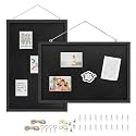 2-Pack 12"x16" Black Framed Black Linen Bulletin Board, Framed Pin Board