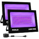 2 Pack 120W LED Black Light, Blacklight Flood Light with Plug &amp; Switch, IP66 Waterproof Outdoor Black Light Spotlight for Dance Party Fluorescent Poster Body Paint Neon Glow in The Dark Stage Lighting