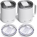 2 Pack 12oz Insulated Coffee Mug with Lids, Stainless Steel Cup