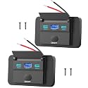 2 Pack 12V USB Outlet Surface Mount Lightweight, Dual USB C 30W and QC 18W Car USB Port 12 Volt USB Cigarette Lighter Replacement Charger Socket Panel with Button Switch for RV Bus Marine Motorcycle