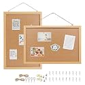 2-Pack 13.3"x17.8" Crude Wood Framed Hanging Cork Bulletin Board