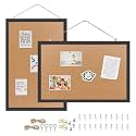 2-Pack 13.3"x17.8" Black Wood Framed Hanging Cork Bulletin Board
