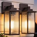 2-Pack 13" Oil-Rubbed Bronze Outdoor Wall Light, All-Metal Porch Light