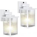 2-Pack 13" White Outdoor Wall Light, All-Metal Frame Porch Light
