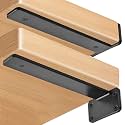 2 Pack - 14 inch Black Hidden L Shelf Bracket (1/5 Inch Thicked) Iron Floating Shelf Brackets Rustic Industrial Metal Brackets for Shelf Support
