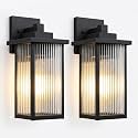 2-Pack 15-Inch Matte Black Outdoor Wall Light, All-Metal Frame