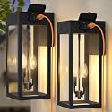 2-Pack 17.87" Porch Lights with GFCI Outlet, Outdoor Sconce Light