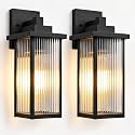 2-Pack 18" Matte Black Outdoor Wall Light, Metal Porch Light