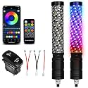 2 Pack 1FT Fat Whip Lights, LED Whip Lights with App &amp; Remote Control, Spiral RGB Chasing Lighted Antenna Whips with Rocker Switch, Music Whip Light for SXS UTV ATV RZRCan-Am X3 Off-Road