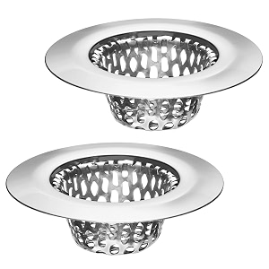 2 pack - 212534 top  134 basket- sink strainer bathroom utility slop laundry rv and lavatory sink drain strainer hair catcher 1834 holes stainless steel