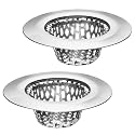 2 Pack - 2.125" Top / 1" Basket- Sink Strainer Bathroom, Utility, Slop, Laundry, RV and Lavatory Sink Drain Strainer Hair Catcher. 1/8" Holes. Stainless Steel