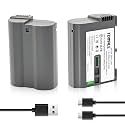 2-Pack 2600mAh High Capacity Replacement Battery for EN-EL15/EN-EL15B/EN-EL15C with Type-C Direct Charging Port Compatible with Nikon EN-EL15 Z6 Z7 Z6iii Z7ii Zf D500 D7000 D800 D850 Camera