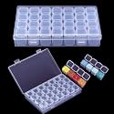 2 Pack 28 Grid Plastic Organizer, Small compartment storage case with Removable Compartments for Diamond Painting, Ear Studs, Pigment Sand, Diamond Art &amp; Small Items