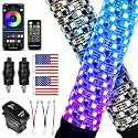 2 Pack 2FT Fat Whip Lights, LED Whip Lights with App &amp; Remote Control, Spiral RGB Chasing Lighted Antenna Whips with Rocker Switch, Music Whip Light for SXS UTV ATV RZRCan-Am X3 Off-Road