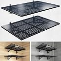 2-Pack 2x3ft Heavy Duty Garage Wall Shelving, 500 lbs Load Capacity, Garage Shelving Wall Mounted, Garage Storage Rack with Hooks, Black