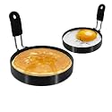 2-Pack 3.5'' + 6'' Egg Rings Set with Silicone Handle, Stainless Steel Egg Cooking Rings，Nonstick，For Frying Eggs and English Muffins Pancake, Egg Mold Shaper For Breakfast