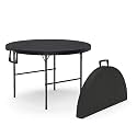 2 PACK of 3.5 Feet Circular Round Foldable Table with Built in Handle &amp; Steel Legs | Heavy Duty Portable | Perfect for Party, Dining, Wedding, Events, Picnic Indoor, Outdoor, Camping, Utility